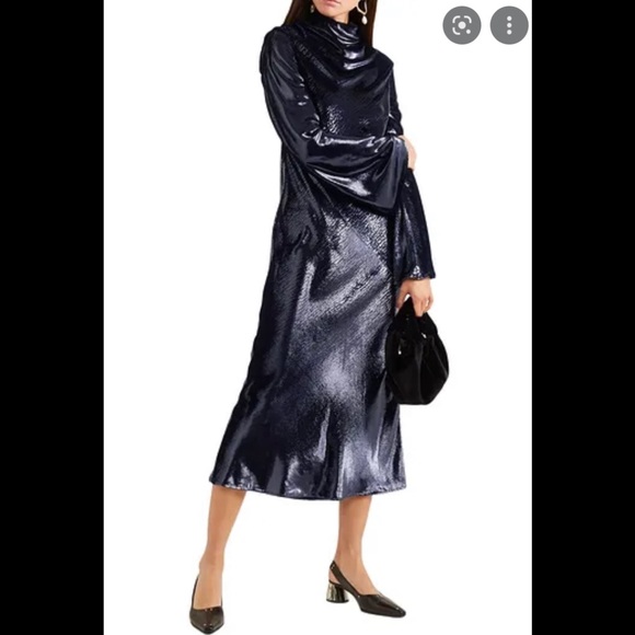 Nwot Ellery dark blue velour midi dress size 0 - Picture 1 of 8